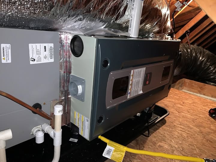 Attic furnace installation complete